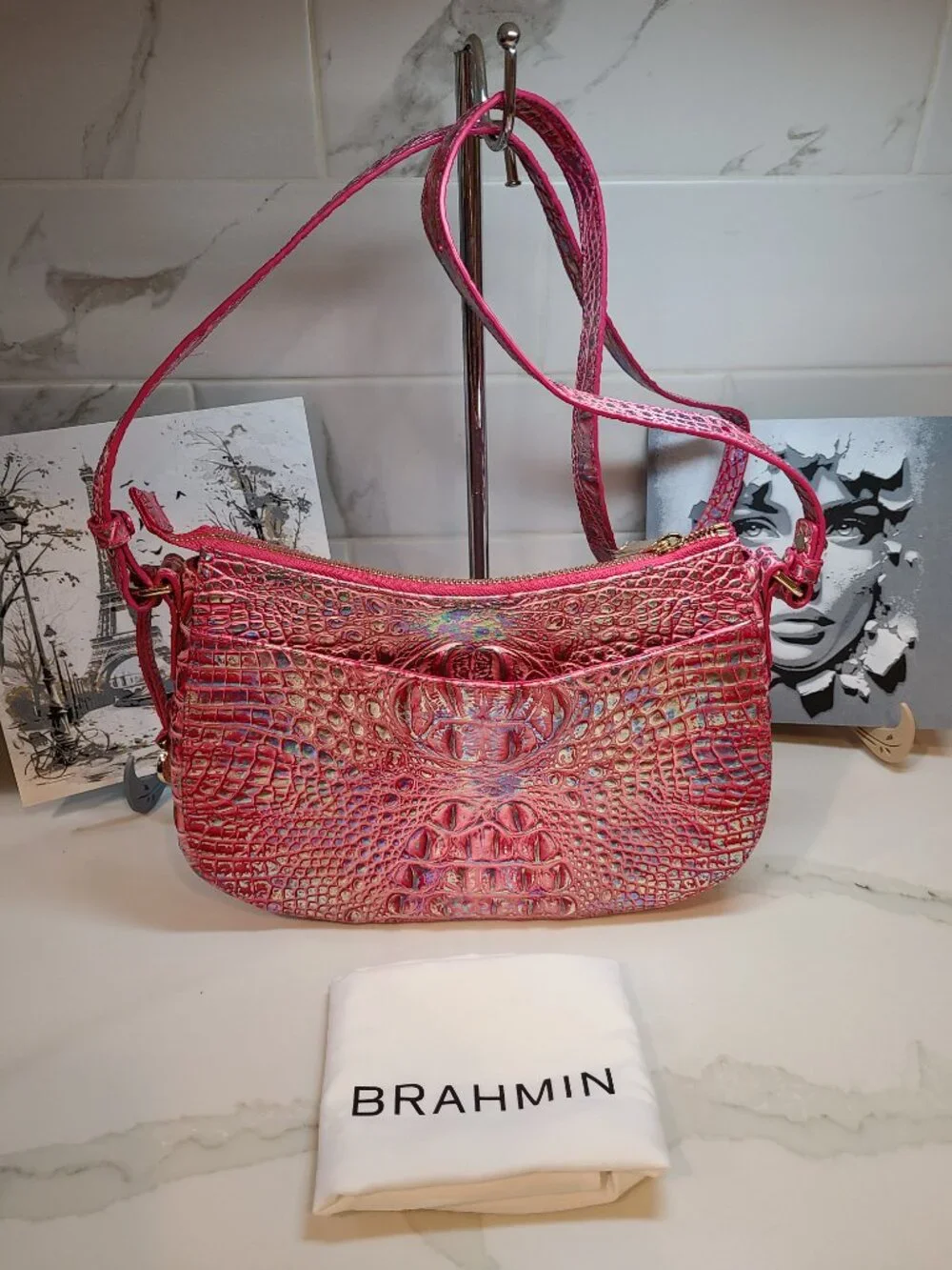 Brahmin Magenta Wonderland Shayna crossbody bag Pristine NWOT